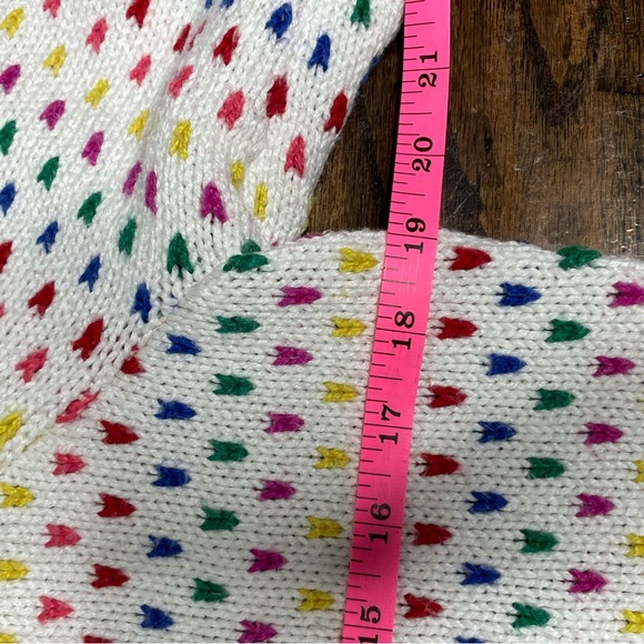 Talbots Rainbow Sweater Medium Petite Puff Sleeve Knit Ribbed Retro - Picture 6 of 6